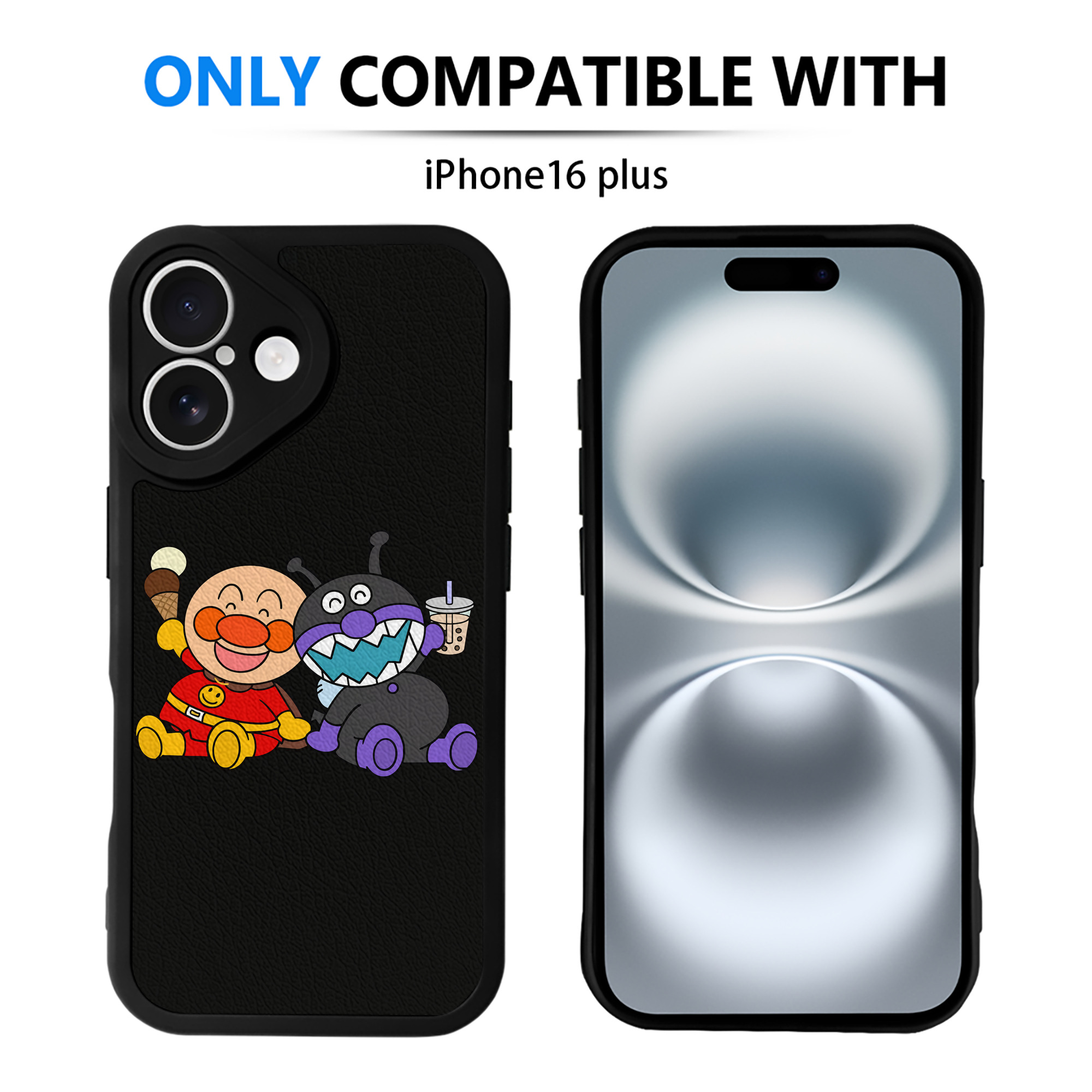 （画像用） アンパンマン Anpanman 【iPhone 16シリーズ対応】シリコンスマホケース（レザー調） 材質：シリコン